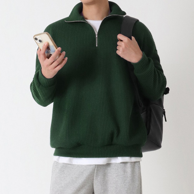 M~4XL 지지블랙 로베르 오버핏 하찌 반집업 니트 빅사이즈