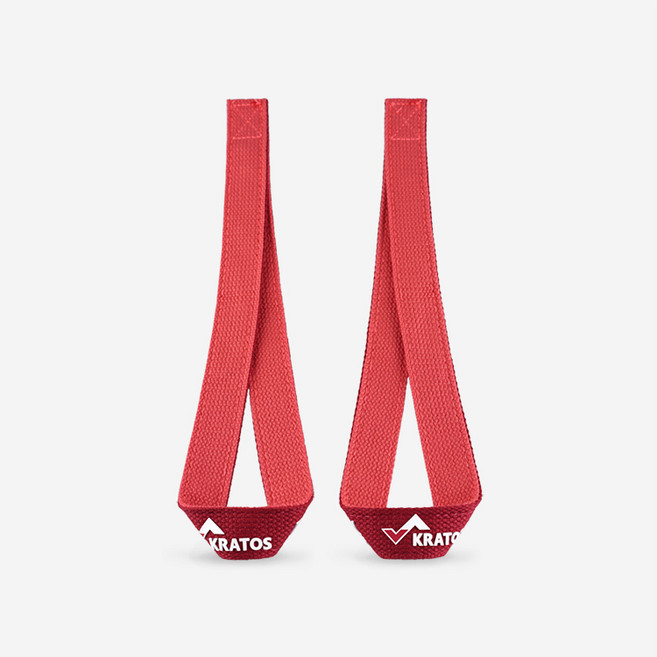 크라토스 역도 리프팅 헬스 크로스핏 스트랩 코리안 브릭레드, 레드, 1세트