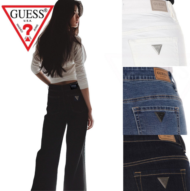 2025 NEW 게스 여성 세미 와이드 청바지 키작녀 플레어 와이드 일자 데님 팬츠 통바지 슬림 와이드 청바지 봄 가을 겨울 사계절 화이트 와이드핏 청바지블루햇님 1회용 손소독제증