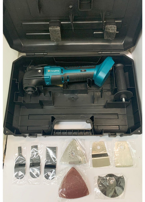 鋰電多功能鏟切割打磨修邊機 21V 6檔調速, 1個, 城邦直向修邊機 單機+配件+塑盒(無電池
