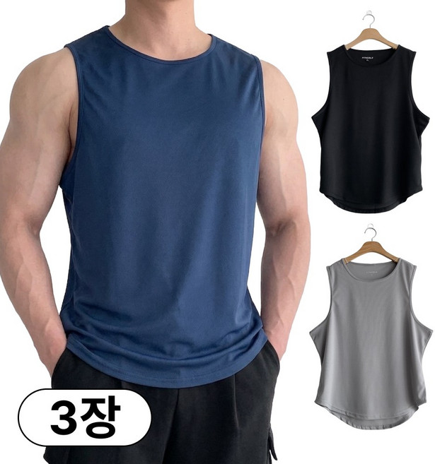 핏노블 3P세트 남자 헬스 나시 민소매 기능성 나시티 1+1+1