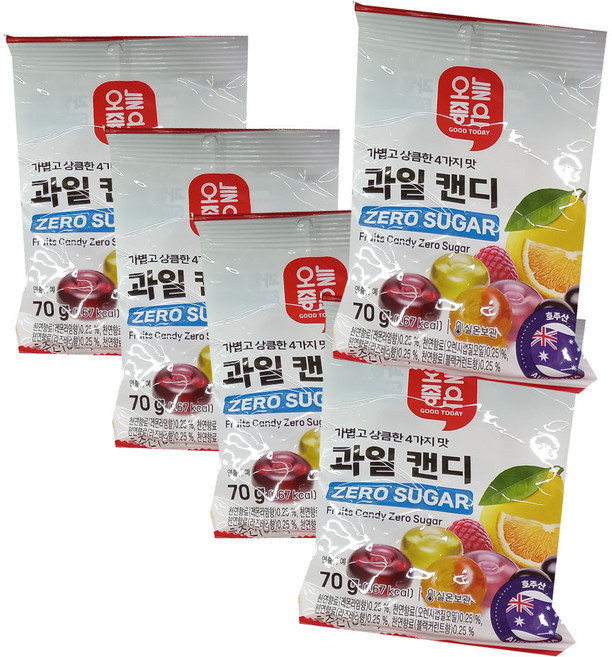오늘좋은 과일캔디 제로슈거, 5개, 70g