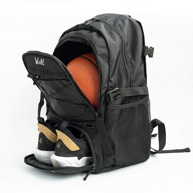 벤쿠쿠 농구공 가방 축구공 배구 농구 방수 경량 물병 신발 분리 수납 백팩 PB-N310, 블랙, 1개