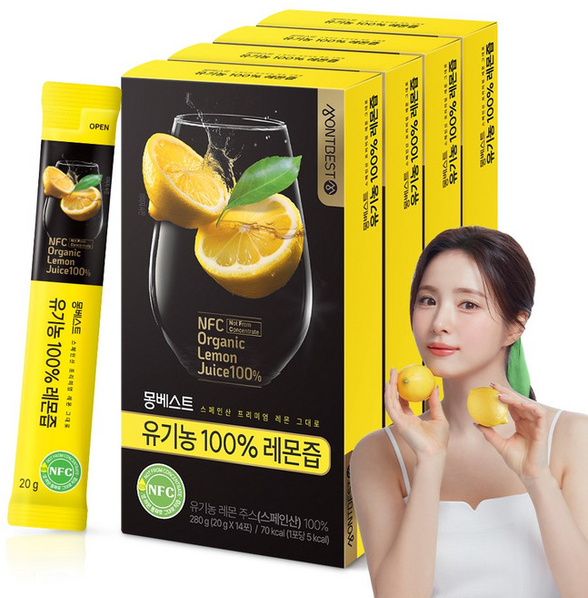 몽베스트 유기농 100% 레몬즙, 280g, 4개