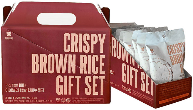 아이보리 햇쌀 현미누룽지, 선물용(10개입), 60g