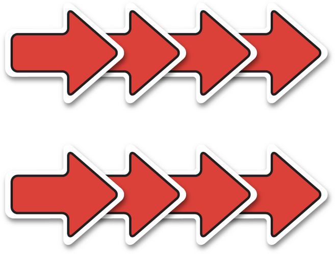 논슬립 바닥 화살표 스티커 줄서기 대기선 방향 방향표시 화살표모양 공공기관 학교 어린이집 원형스티커 4개 x 2세트 (총 화살표 8개), 13cm (레드 화살표 모양)