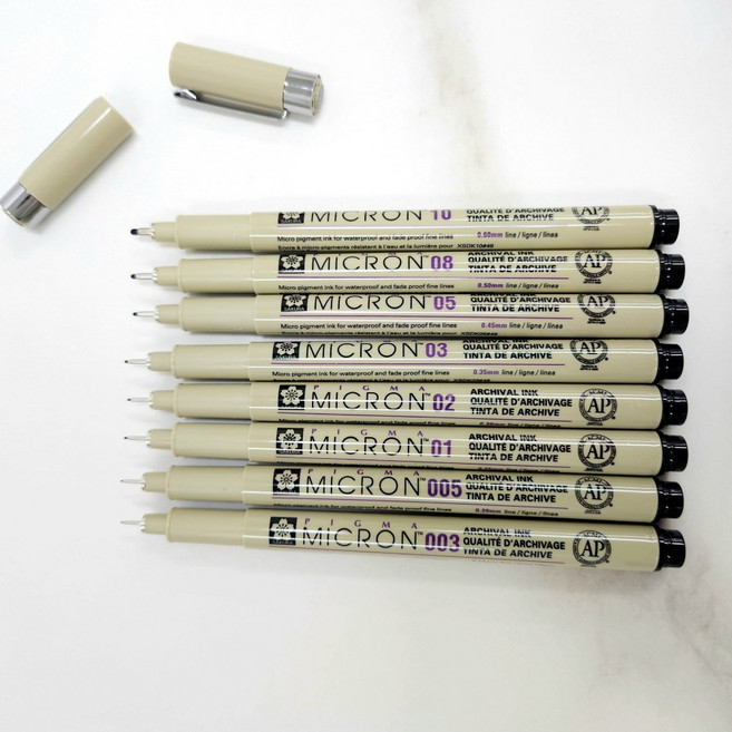 사쿠라 피그마 마이크론 003 005 01 02 03 05 08 10 12 캘리그라피펜 젠탱글펜 드로잉펜
