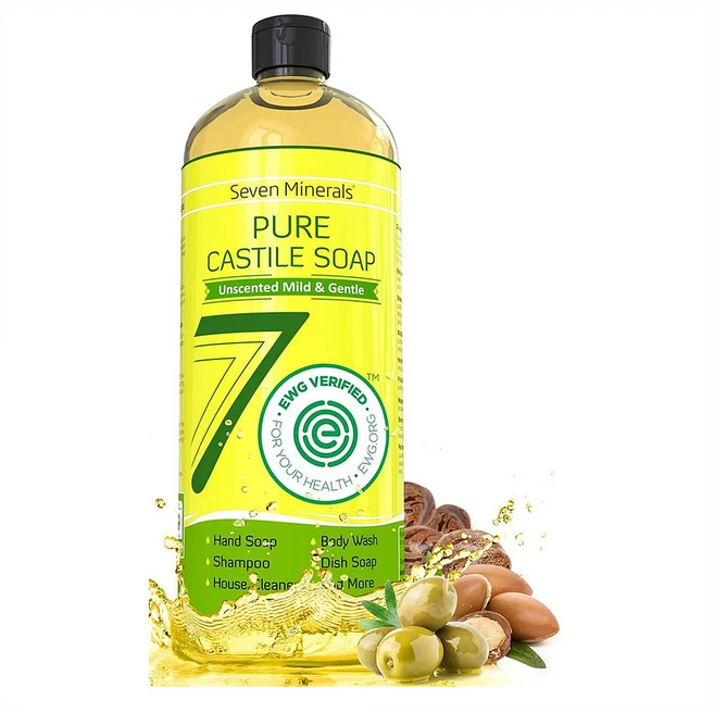 Seven Minerals 세븐 미네랄스 퓨어 카스티야 솝 다용도 비누 33.8oz(1L) - 쿠팡
