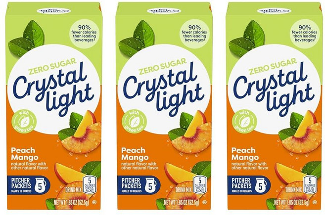 크리스탈라이트 피치망고 그린티 파우더 피쳐팩 5포 3팩, 52.5g