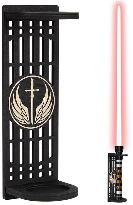 UNICRAFTALE Lightsaber Walls Mount Rack Wood Wall Mounted Sword Racks Black Rectangle Angel Sword, UNICRAFTALE Lightsaber Walls M