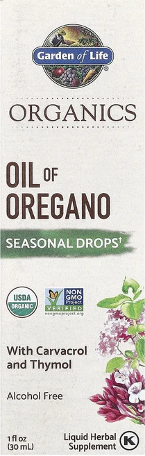 몸관리하세요 겨울입니다 Garden of Life 오가닉스 오레가노 오일 계절 드롭스 알코올 무함유 30ml(1fl oz) 특별관리진행, Garden of Life 오가닉스 오..., 1개, 30ml - 쿠팡