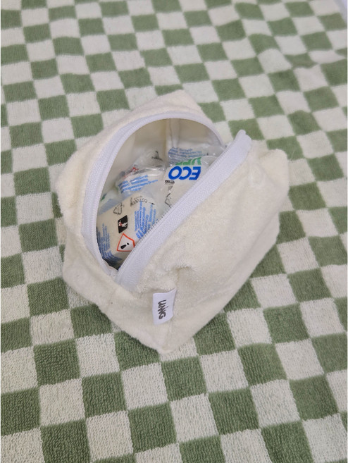 유닝 소프트 테리 파우치 (퓨어아이보리) 여행용 화장품 베이직 파우치