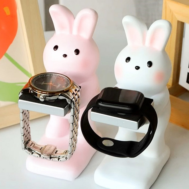 허니잼 귀여운 토끼 스마트 워치 충전독 거치대 악세서리 충전기 홀더, 애플-화이트