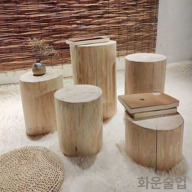 편백통나무 미니 협탁 통나무, 1개, 높이 20cm 16-20cm