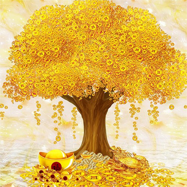 하루클래스 DIY 보석십자수 캔버스형, (40x40) E103. 골든트리, 1개