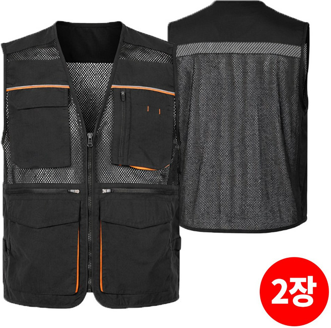 [1+1]SPM고급포켓반사띠조끼 사계절 고휘도 반사띠 망사 매쉬 야광 안전 현장 건설 등산 낚시 배달 퀵 수납조끼 다용도 작업복 빅사이즈 니더스