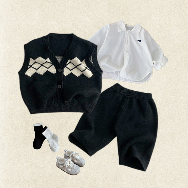 오늘아이 블랙니트조끼+팬츠 세트 남아셋업 돌잔치룩 돌잔치코디 남아니트 여아조끼 여아니트 여아세트 아동니트 아동셋업 남아신사룩 아동가을코디 아동겨울코디