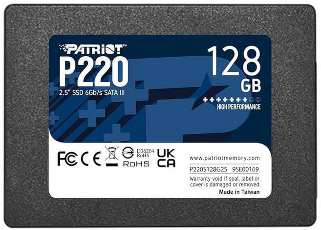 패트리어트 메모리 P220 512GB 내장 SSD - SATA 3 2 5인치 - 솔리드 스테이트 드라이브 - P220S512G25, 128GB