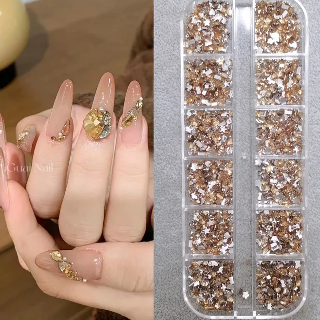 다채로운 반짝이는 미니 라인스톤 3D 믹스 하트 별 꽃 크리스탈 플랫 백 네일 보석 멀티 모양 다이아몬, 13 No.13