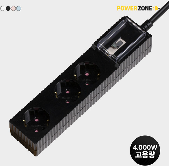 파워존 4000W 국산 고용량 웨이브 멀티탭 과부하차단 3구 50cm 1.5m 3m 5m 7m, 1개