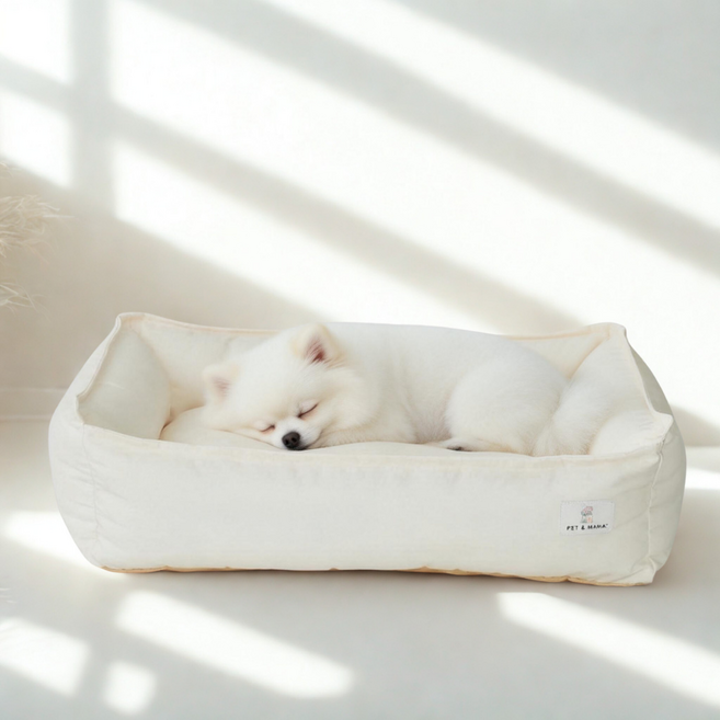 피치가든 애견 파스텔톤 커버분리 방수 사계절 방석 P03 M~XL, 옐로우, 1개