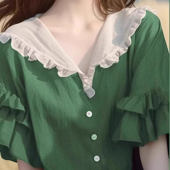 미중 여성 반팔티 루즈핏 데일리 여름 예쁜 프릴 티셔츠bb