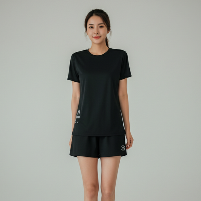 여성 반팔 반바지 트레이닝복 세트