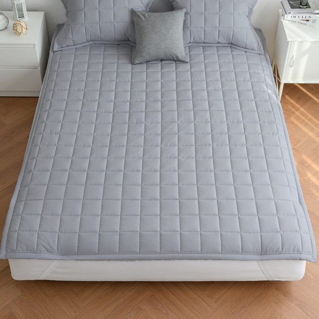 숙면에 눕다 고정밴드 알러지케어 진드기방지 누빔 항균 침대패드 SS Q 슈퍼싱글 퀸, 그레이