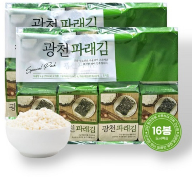 광천김 16봉 광천도시락김 4g 선물김 도시락김, 1개