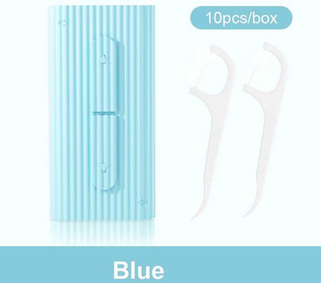푸시 풀 휴대용 치실 보관 상자 Hilo s 청소 스틱이있는 일회용 이쑤시개, blue