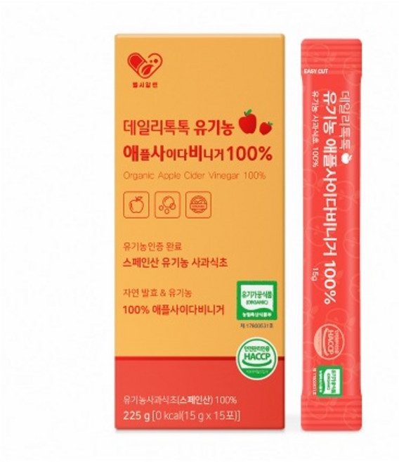 데일리톡톡 유기농 애플사이다비니거 100프로 15g x 15포, 1개, 225g