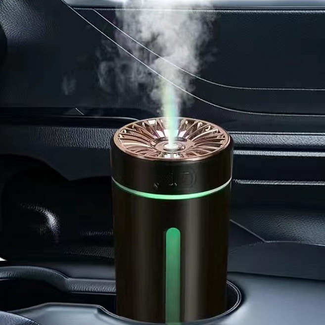 휴대용 차량용 가습기 무선 usb 충전식 저소음 무드등 미니가습기 차량용 가정용 사무실, 검은색