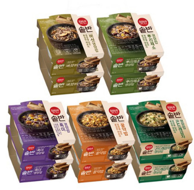 CJ 햇반솥반 혼합 10개 (버섯영양밥+꿀약밥+뿌리채소영양밥+곤드레감자영양밥+흑미영양밥 각 2개), 1팩, 2.02kg