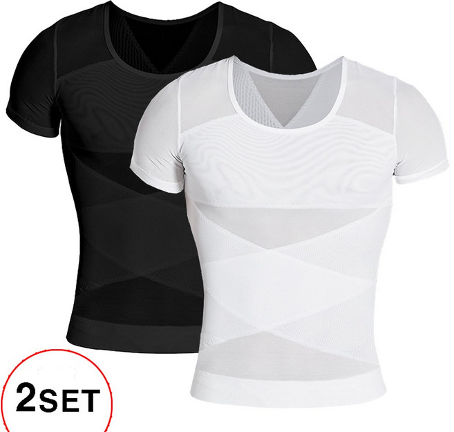 라온피플 1+1 남성 반팔 가슴 뱃살 보정 런닝 보정나시 바디쉐이퍼