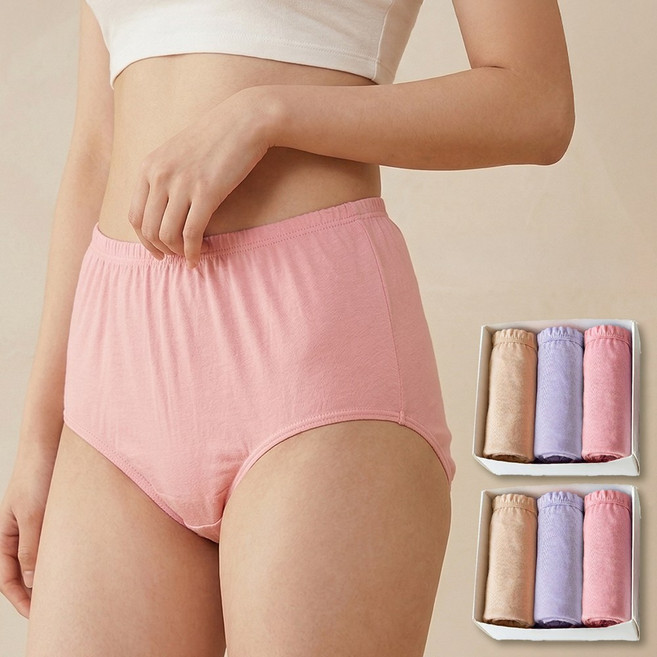 BYC 6매입 60수 순면 100% 위생팬티 여성 속옷 면팬티 여자 맥시 팬티 세트