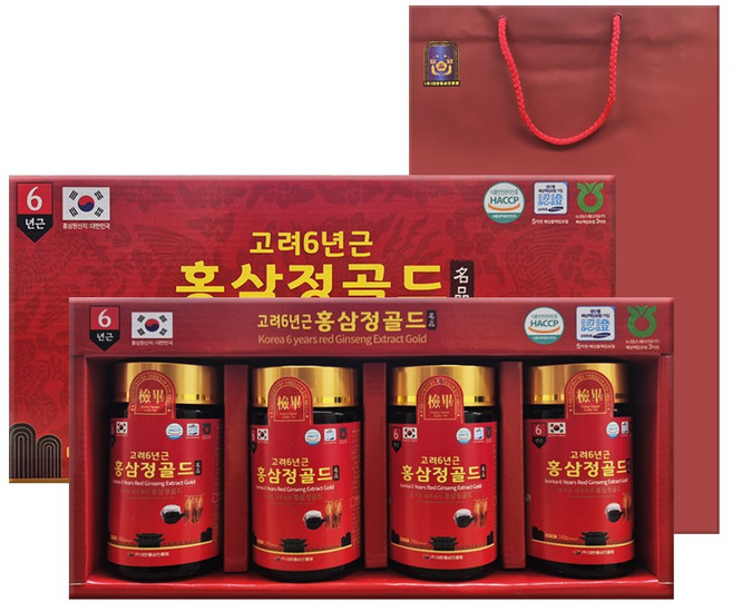 고려6년근 홍삼정골드 4병 선물세트, 4개, 240g