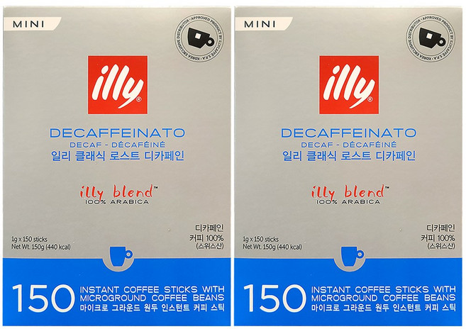 일리 클래식 로스트 디카페인 스틱 커피 코스트코 인스턴트 미니, 1g, 150개입, 2개