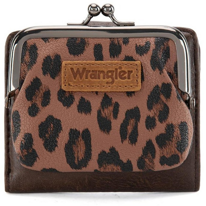 Montana West 몬타나 웨스트 Wrangler 랭글러 여성용 지갑 레오파드 프린트 RFID 차단 소형 바이폴드 신용 카드 홀더 키스 걸쇠 포함 클래스프 옐로우 모던. 그