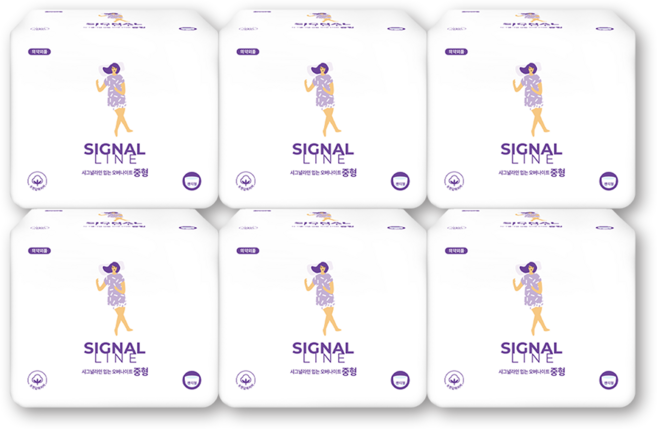 시그널라인 입는 오버나이트 중형 6팩 48매 팬티형 생리대 국내제조, 8매입, 6개