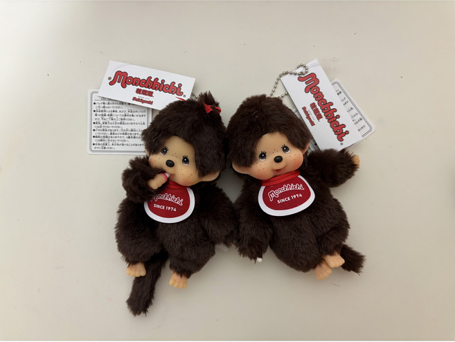 몬치치키링 인형 베이비 몬치치 커플키링 백꾸 백참 가방고리인형 원숭이 인형키링 몬치짱, 턱받이여자, 1개