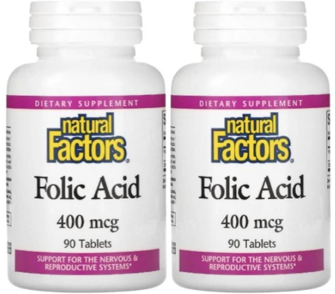 내추럴팩터스 폴릭애시드 엽산 400mcg 90정 2개 비타민B9 FolicAcid - 쿠팡