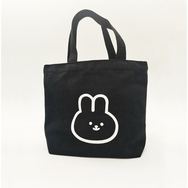 文具妞 微笑系列小熊帆布袋小兔，ins簡約清新學生帆布包，手提包餐袋飲料提袋環保袋小物袋包包