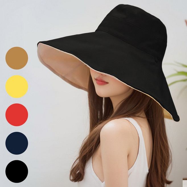 코욜하우키 여성 여자 버킷햇 양면 벙거지 모자 햇빛가리개 챙넓은 챙모자