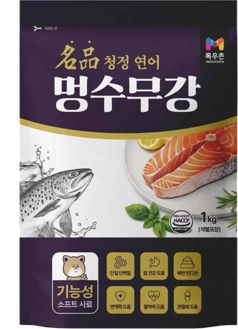 목우촌 펫 멍수무강 기능성 소프트 사료 전연령, 1개, 1kg, 연어