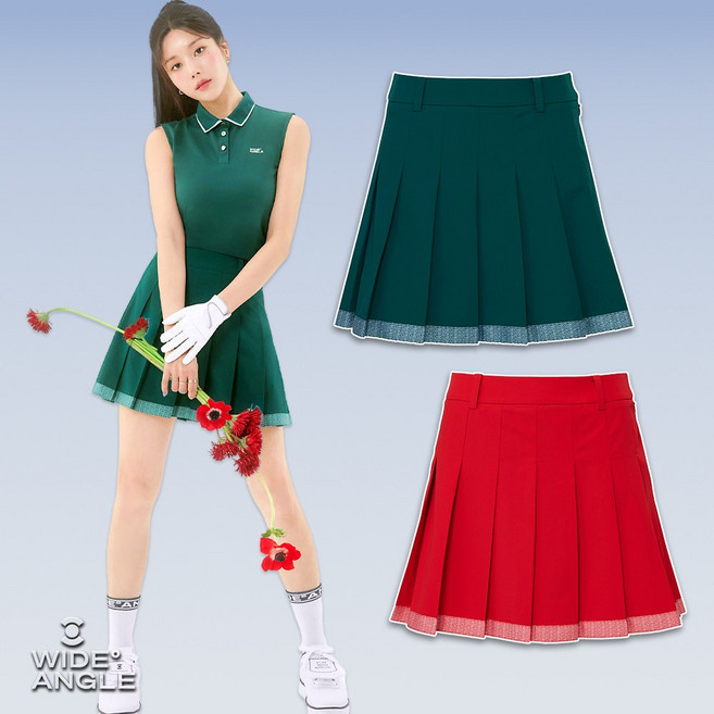 와이드앵글 여성 골프 스커트 주름치마 골프웨어 여름 베이직 플리츠 큐롯 WWM25Q51