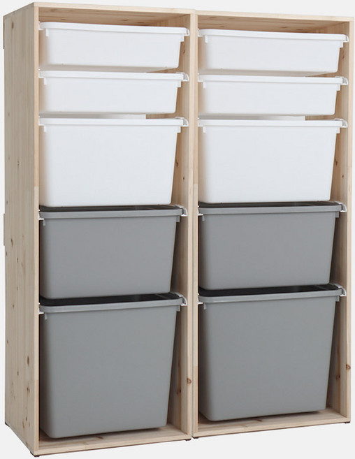 원목 바구니 수납장 2열5단, 콤비