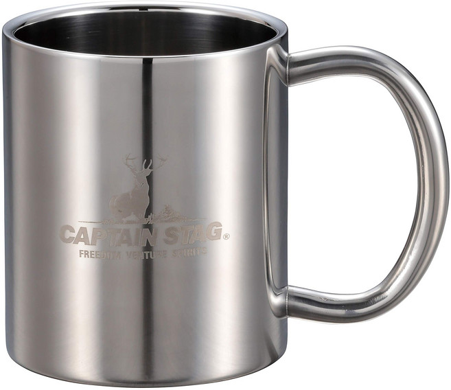 캡틴 스태그 (CAPTAIN STAG) 아웃 도어 컵 머그잔 머그컵 텀블러 250ml 더블 스테인리스 중공 이중 구조, 1개