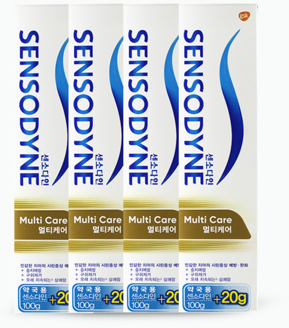 센소다인 멀티케어 시린이개선 치약, 120g, 4개
