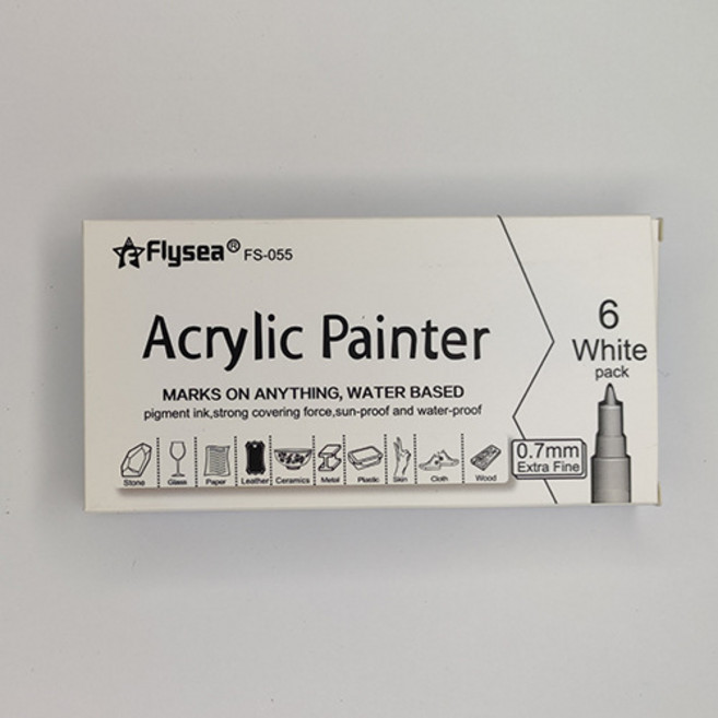 클로이영 아크릴마카 0.7mm 6개세트 페인트 마커 데코마카 아트드로잉, 화이트
