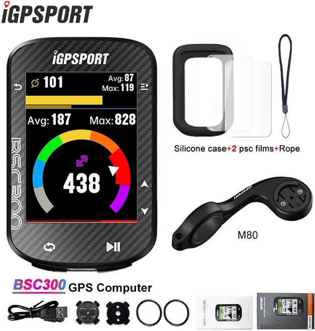 IGPSPORT-IGS520 iGS320 컴퓨터 ANT + 무선 자전거 속도계 블루투스 GPS 경로 네비게이션 스마트 알림 주행, 04 BSC300 with M80, 1개